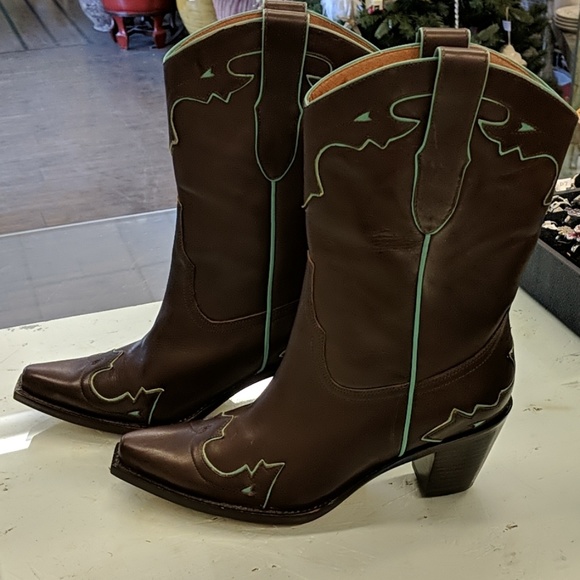 Sam Edelman Shoes - Sam Edelman cowboy boots brown turquoise leather